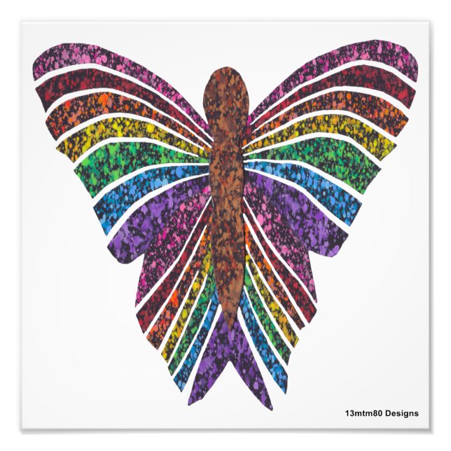 Papillon Arc-en-ciel (blanc) - Impression photo (Devant)