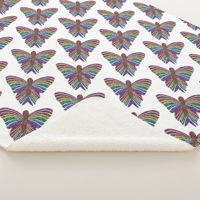 Papillon Arc-en-ciel (blanc) - Plaid Sherpa (3/4)