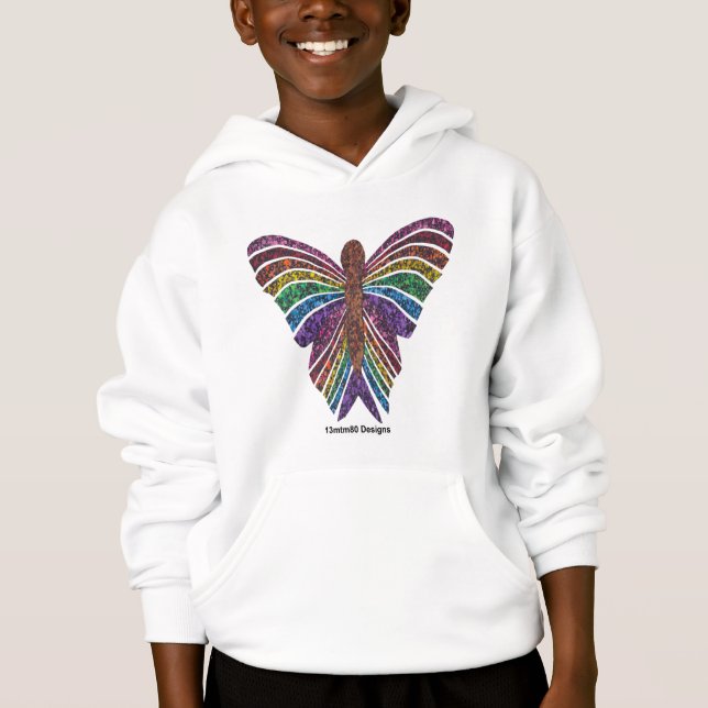 Papillon Arc-en-ciel (blanc) - Sweat à capuche pou (Devant)
