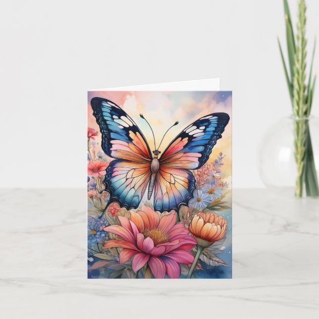 Papillon Arc-en-Ciel dans un Jardin de Fleurs Vier (Devant)