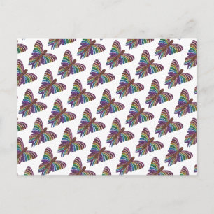 Papillon Arc-en-ciel (motif blanc) - Carte postale