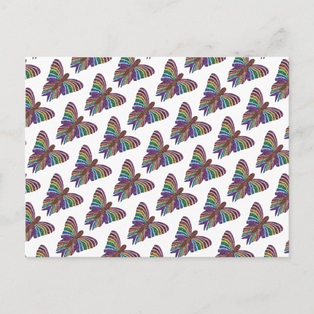 Papillon Arc-en-ciel (motif blanc) - Carte postale (Devant)