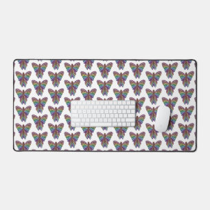 Papillon Arc-en-ciel (motif blanc) - Tapis de bure