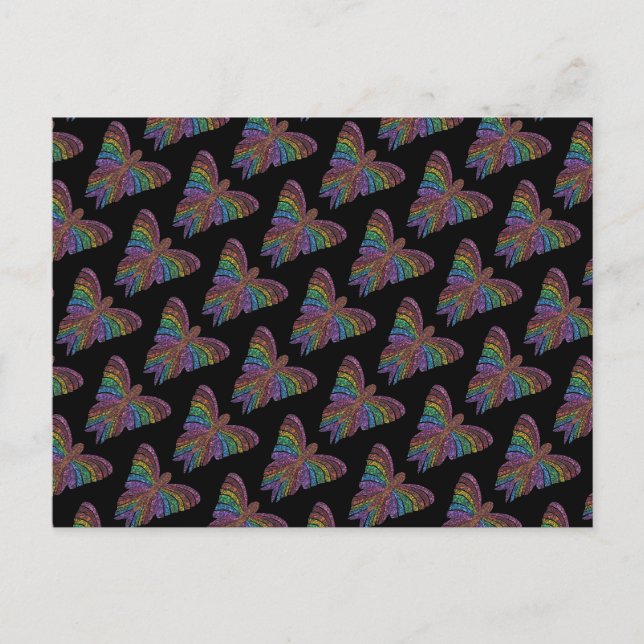 Papillon Arc-en-ciel (motif noir) - Carte postale (Devant)