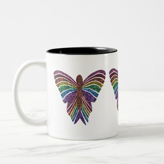 Papillon arc-en-ciel - Mug à 2 tons (11oz) (Gauche)
