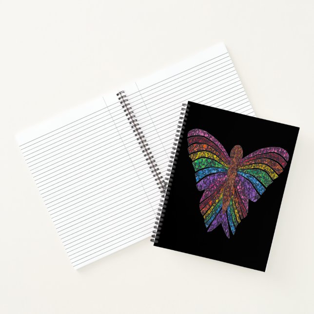 Papillon Arc-en-ciel (noir) - Cahier (Intérieur)