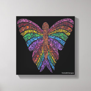 Papillon Arc-en-ciel (noir) - Impression sur toile