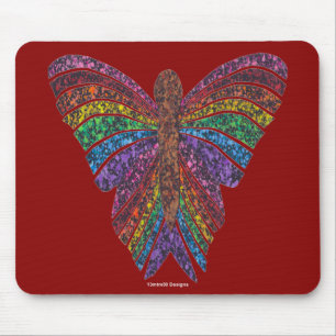 Papillon Arc-en-ciel (rouge) - Tapis de souris