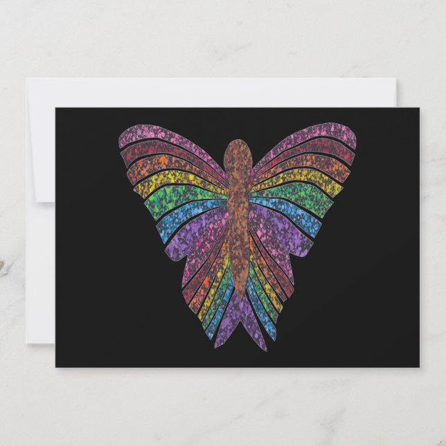 Papillon Arc-en-ciel (simple noir) - Carte de vœux (Devant)