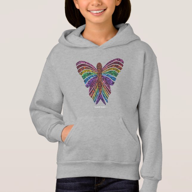 Papillon Arc-en-Ciel (vif) - Sweat à Capuche Fille (Devant)