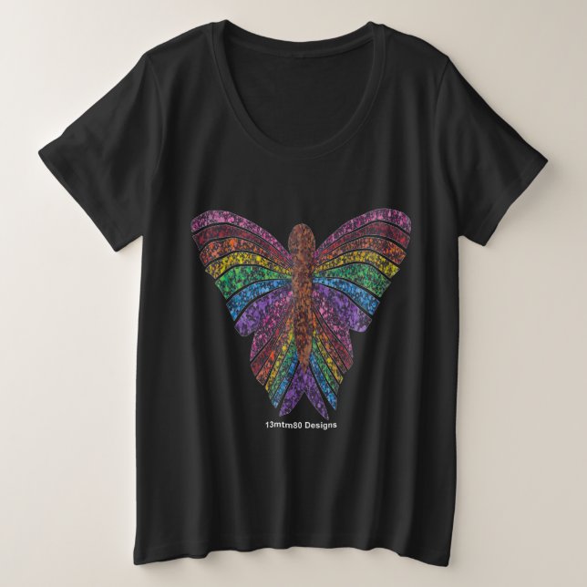 Papillon arc-en-ciel (vif) - T-shirt plus taille (Design devant)