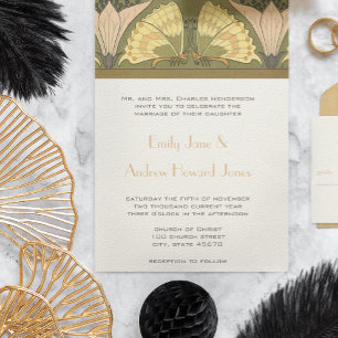 Papillon Art déco Calla Lily Faire-part de mariage