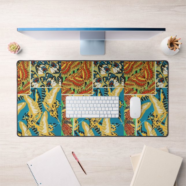 Papillon Art Déco Jaune et Turquoise Vibrants (Bureau 1)