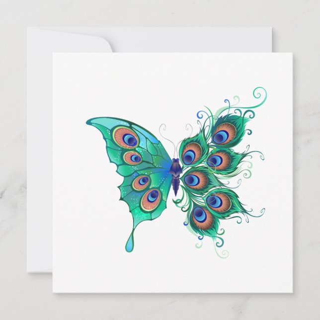 Papillon aux plumes de paon vert (Devant)