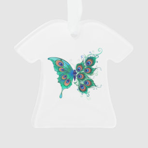 Papillon aux plumes de paon vert