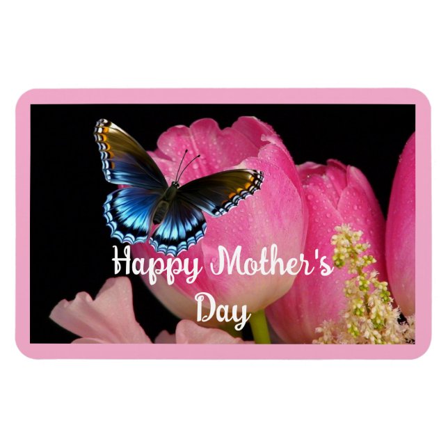 Papillon Avec Fleurs Magnet Photo (Horizontal)