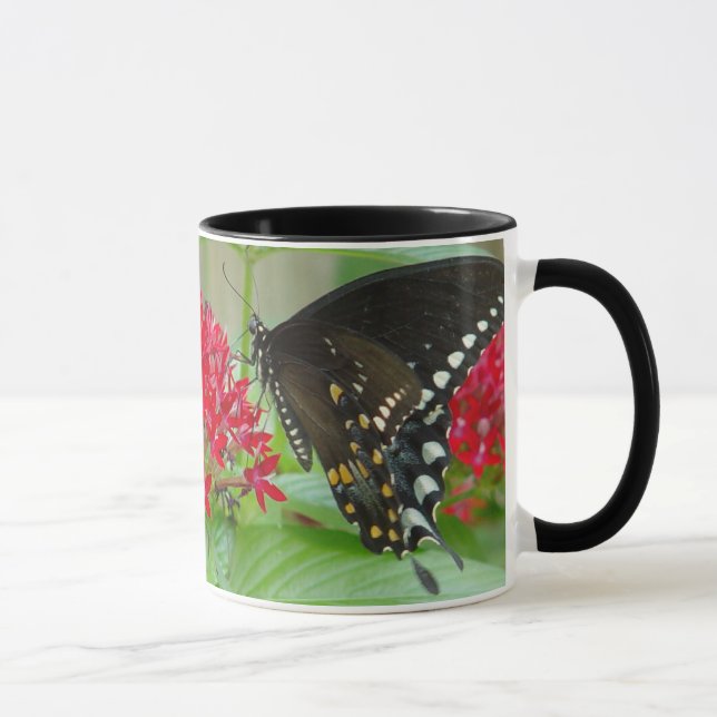 Papillon avec la tasse rouge de fleurs (Droite)