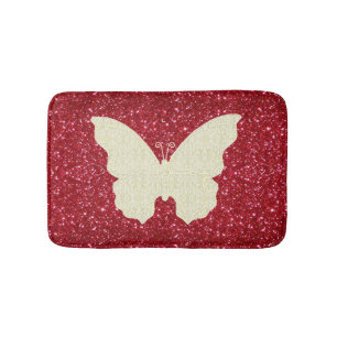 Papillon blanc de dentelle sur le tapis de bain