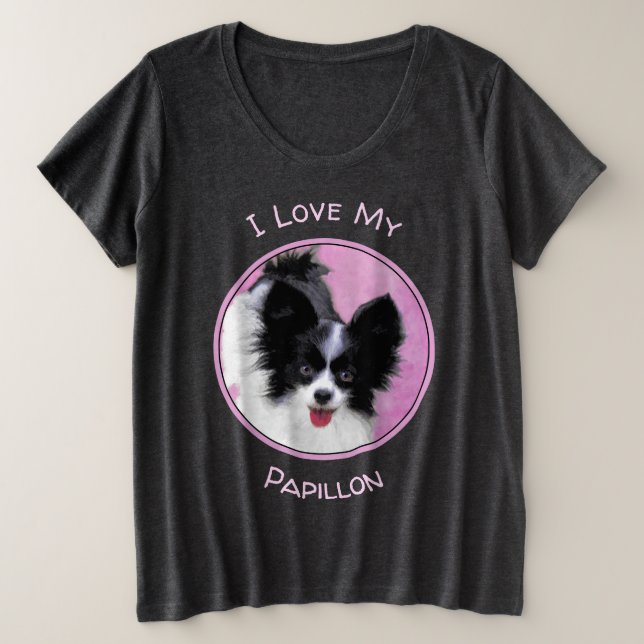 Papillon (Blanc et Noir) Peinture - Art de Chien (Design devant)