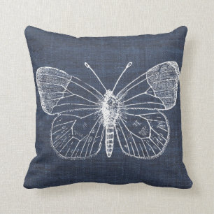 Papillon blanc sur le coussin 2 d'indigo