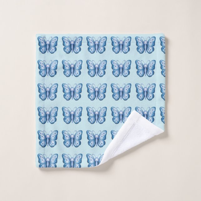 Papillon bleu (Gant de toilette)