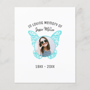 Papillon bleu budget Photo Memorial Invitation
