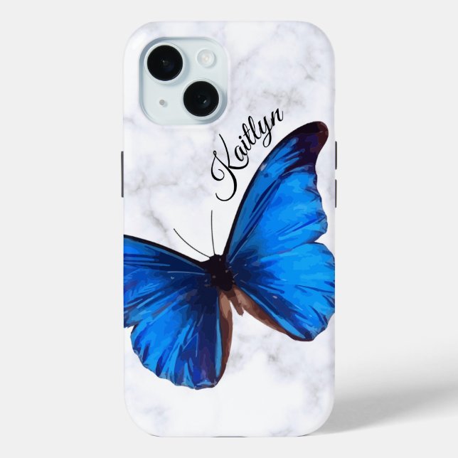 Papillon bleu clair Morpho | Coque de téléphone pe (Verso)