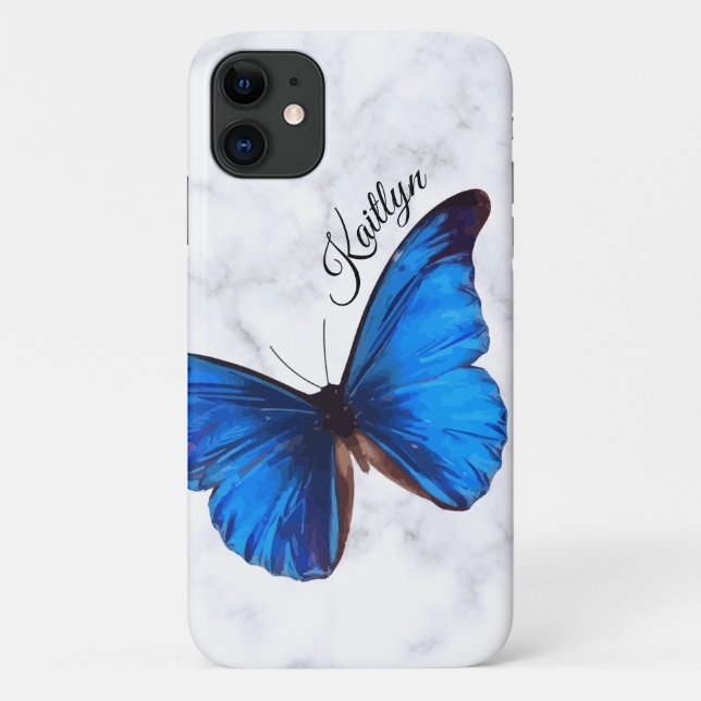 Papillon bleu clair Morpho | Coque de téléphone pe (Dos)