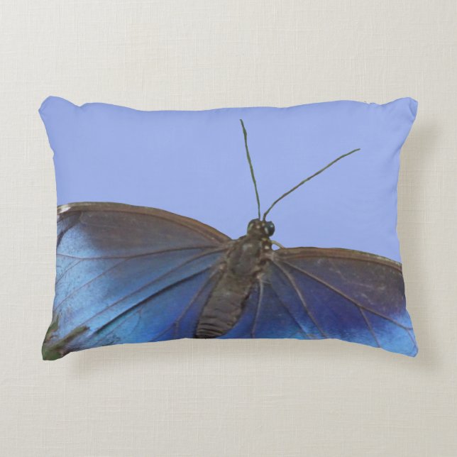 Papillon bleu Cust de Morpho. Coussin d'accent (Devant)