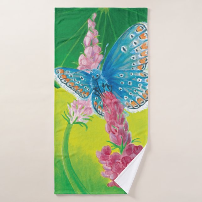 Papillon bleu de Chapmans (thersites en polyommatu (Serviette de bain)