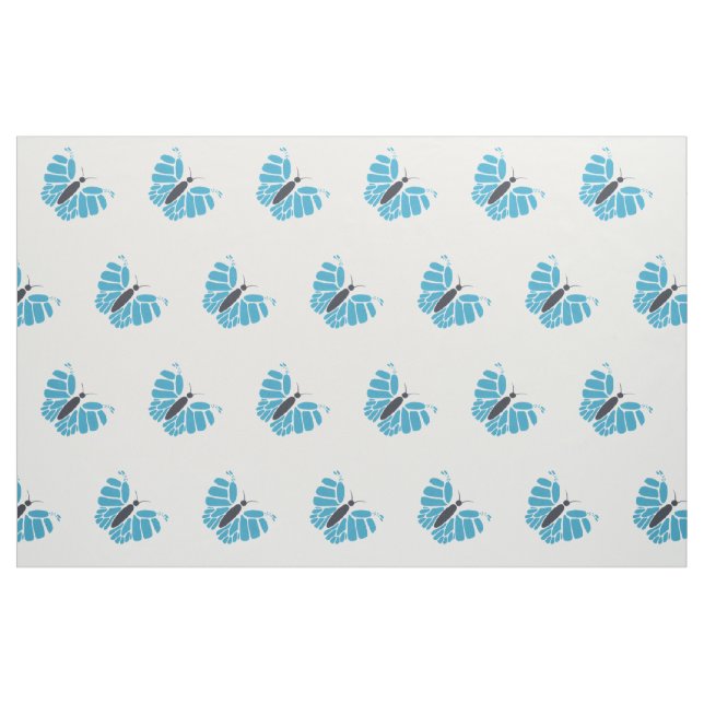 Papillon bleu et noir abstrait en tissu volant (Fat Quarter)