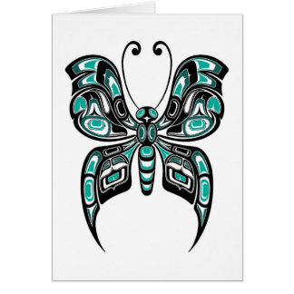 Papillon bleu et noir d'esprit de Haida sur le