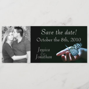 Papillon bleu noir "enregistrer la date" cartes