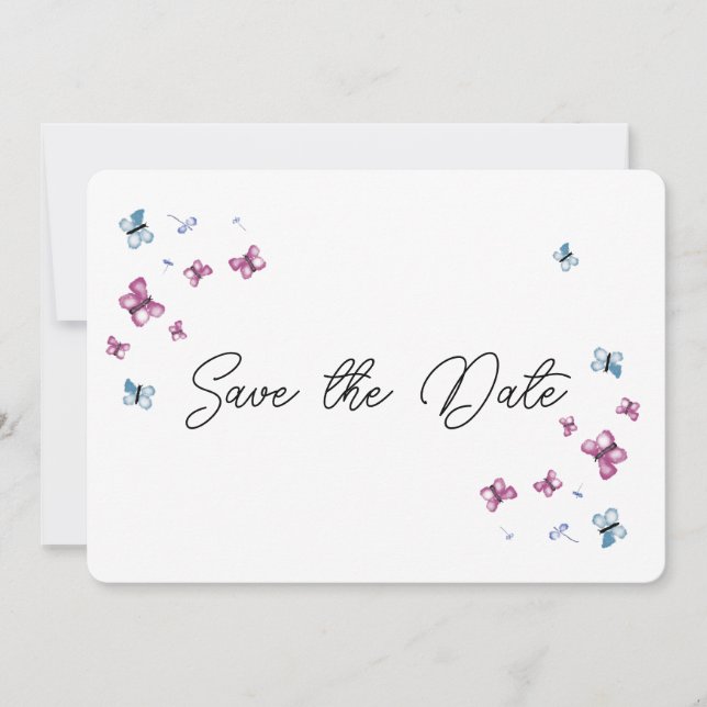 Papillon Bleu Pretty Rose Enregistrer la carte de  (Devant)