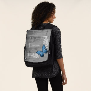 Papillon bleu Rustique Sac à dos personnalisé