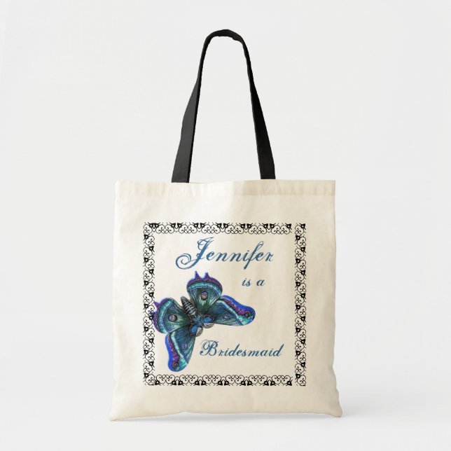 Papillon bleu - sac fourre-tout à mariage de (Devant)