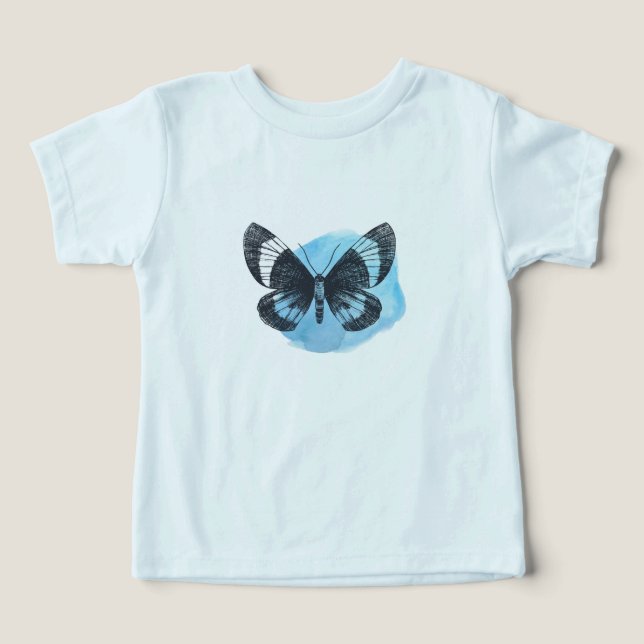 papillon bleu simple et élégant T-shirt bébé (Design Recto)