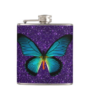 Papillon Bleu Sur Flacon De Parties scintillant Vi