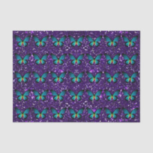 Papillon bleu sur le papier de soie de soie