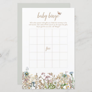 Papillon Boho Baby Bingo Carte de jeu