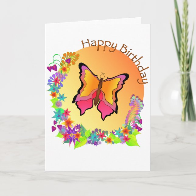 Papillon Bonne carte d'anniversaire (Devant)
