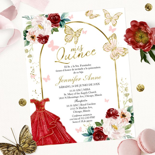 Papillon Budget espagnol Quinceanera Invitations (Créateur téléchargé)
