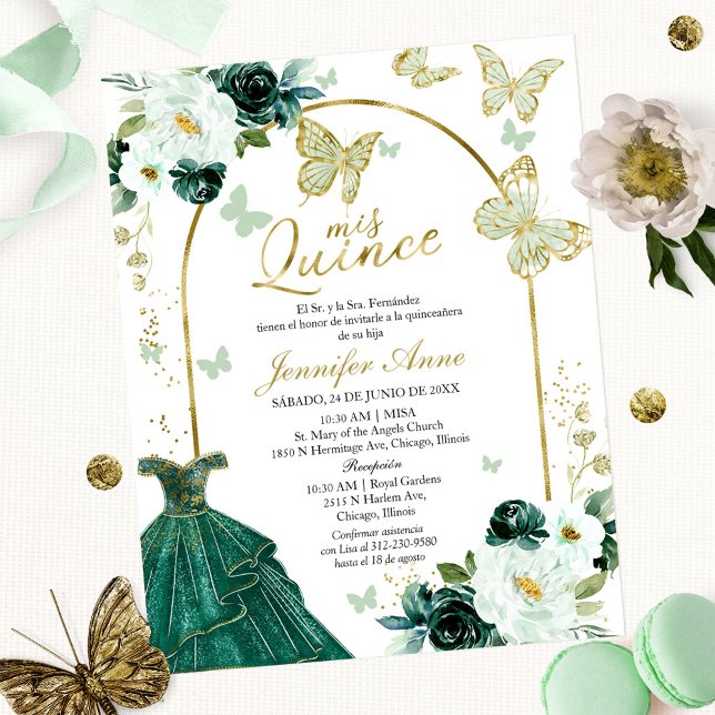Papillon Budget espagnol Quinceanera Invitations (Créateur téléchargé)