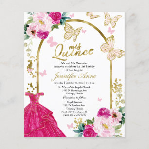 Papillon Budget Quince Invitations Robe Rose Chaud