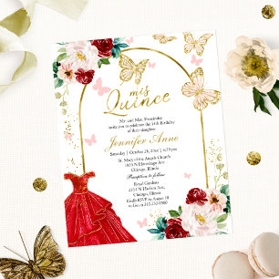 Papillon Budget Quince Invitations Robe rouge