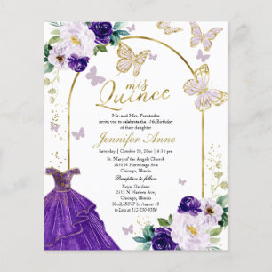 Papillon Budget Quince Invitations Robe violette