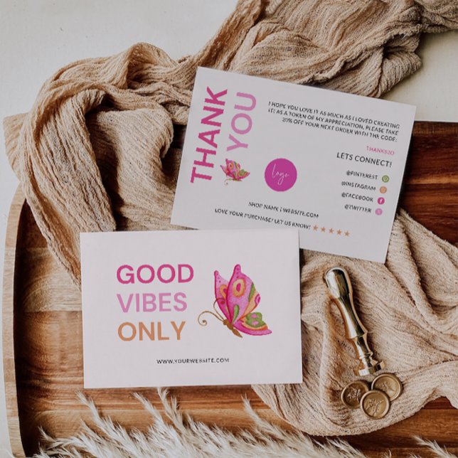 Papillon Carte de remerciements imprimable, Affair (Butterfly Printable Thank You Card, Business)