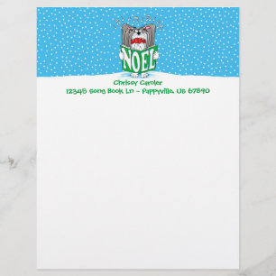 Papillon Christmas Caroler BW