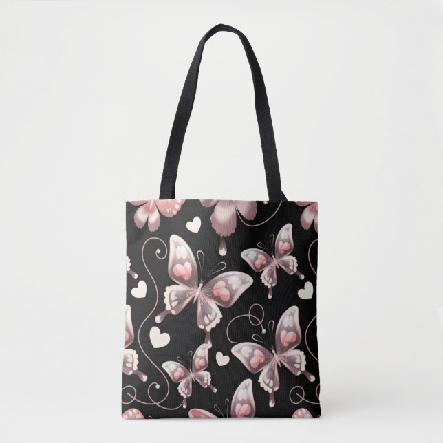 Papillon Coeurs Shopping Errand Sac fourre-tout (Devant)