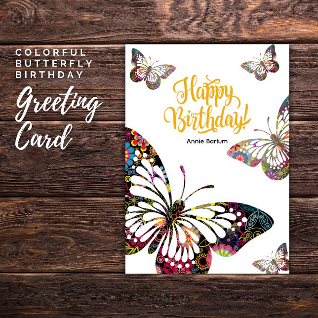 Papillon coloré carte d'anniversaire (Colorful Butterfly Birthday )